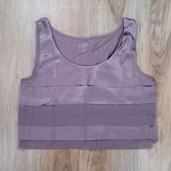 🔺️Loft Eggplant Layered Sleeveless Crop Top XSmall - Picture 1 of 6